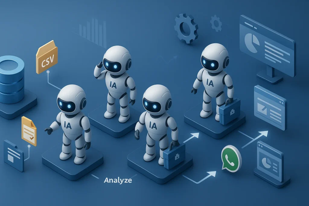 Bots automatizados realizando tareas en secuencia